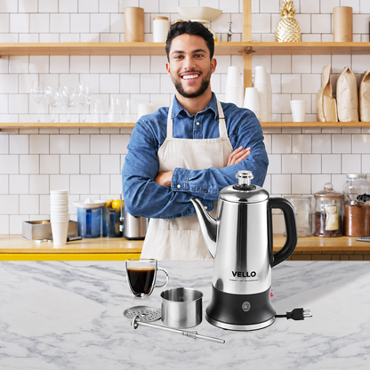 12-Cup Electric Percolator Coffee Pot, 304 Stainless Steel