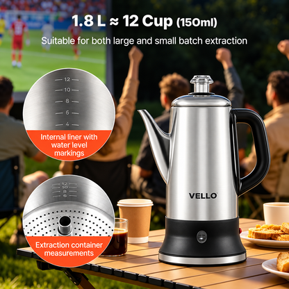 12-Cup Electric Percolator Coffee Pot, 304 Stainless Steel