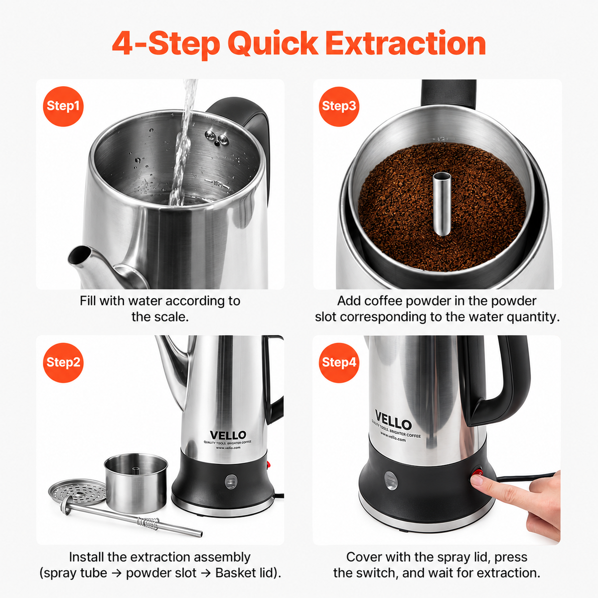 12-Cup Electric Percolator Coffee Pot, 304 Stainless Steel