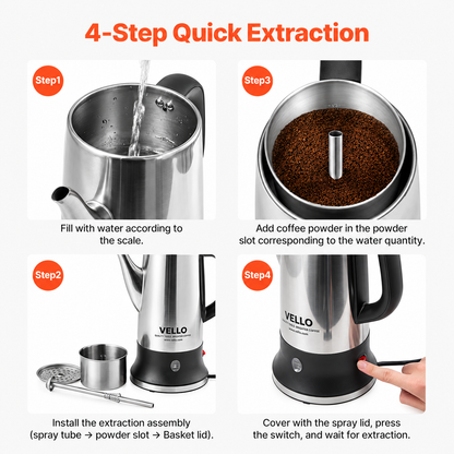 12-Cup Electric Percolator Coffee Pot, 304 Stainless Steel